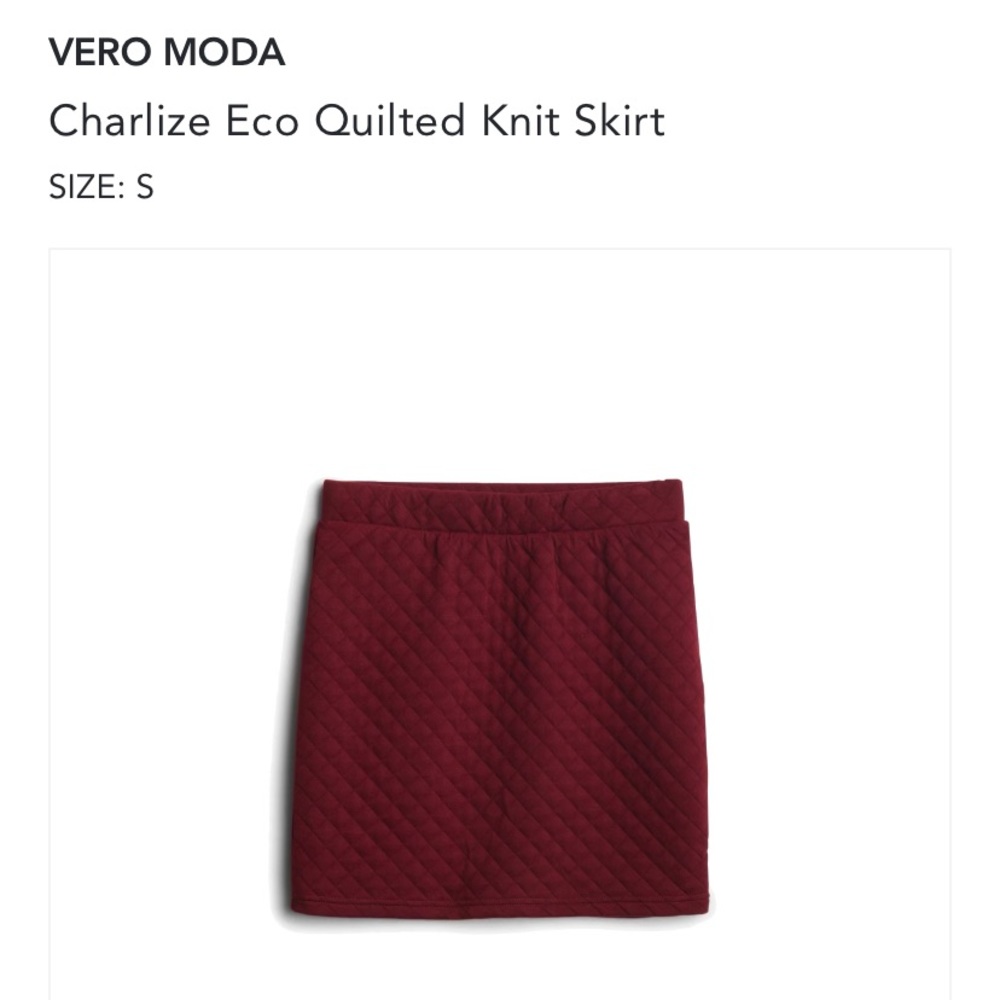 NWOT Stitch Fix Vero Moda Charlize Eco Quilted Knit Skirt in Burgundy